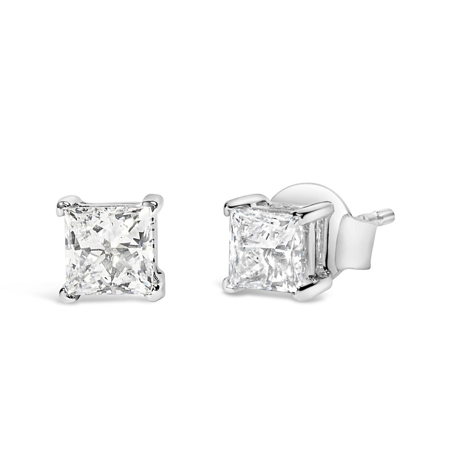Boucles d'oreilles clou en diamant solitaire en or blanc 14K cultivé en laboratoire