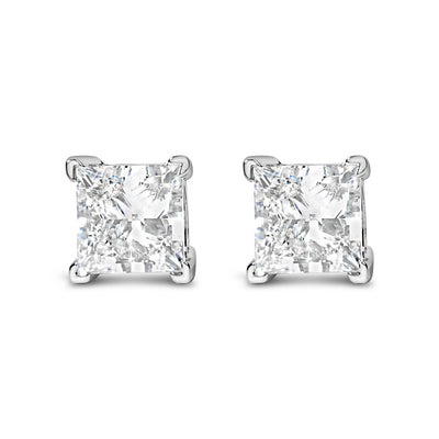 14K White Gold Lab Grown Diamond Solitaire Stud Earrings