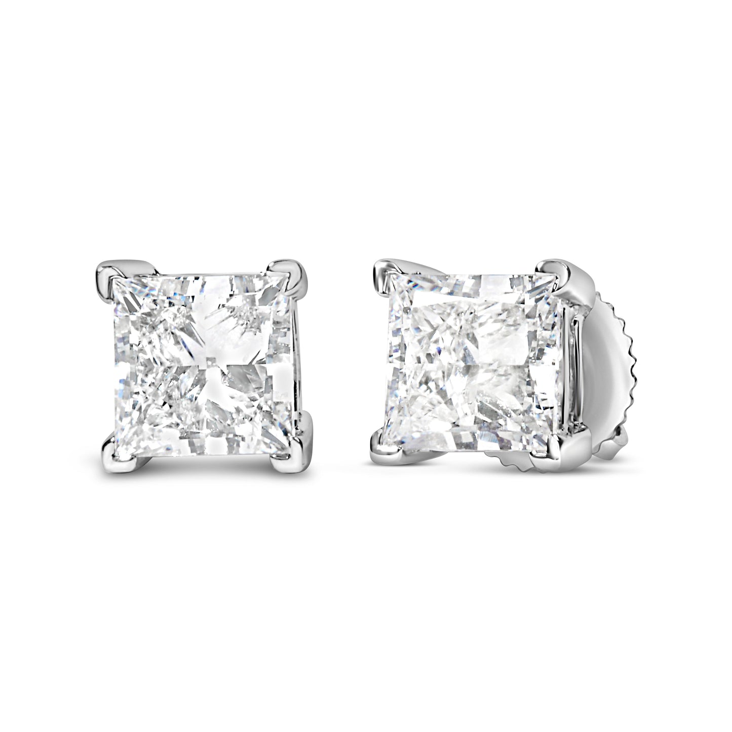 Pendientes de Stud Solitario de Diamante Creado en Laboratorio de Oro Blanco de 14K