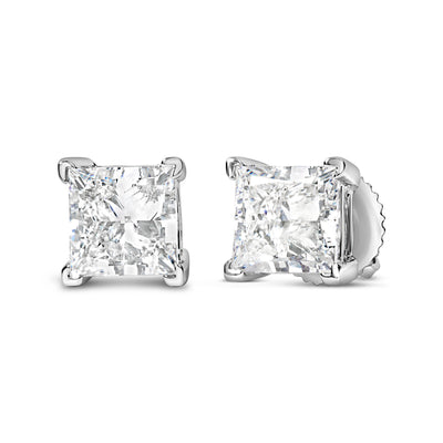 14K White Gold Lab Grown Diamond Solitaire Stud Earrings