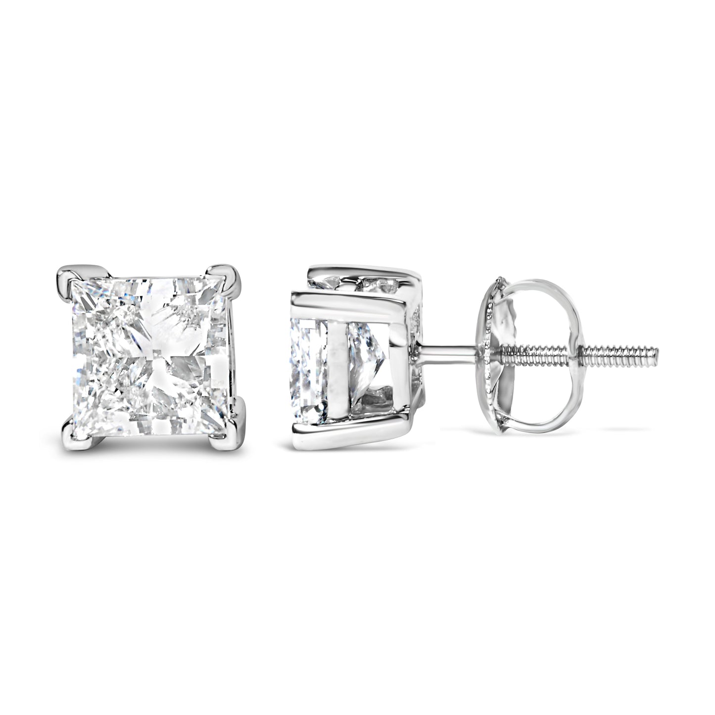 Pendientes de Stud Solitario de Diamante Creado en Laboratorio de Oro Blanco de 14K