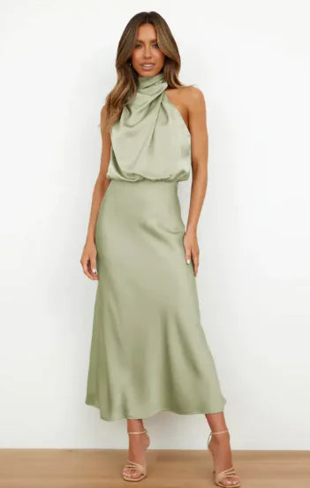 Elegant Women's Maxi Dress in Luxurious Satin