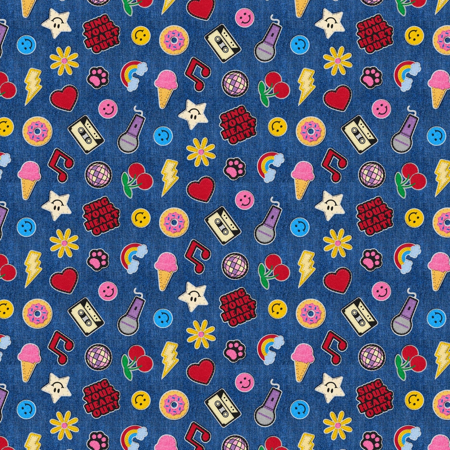 Tissu en coton Blue Patch Perfect Girl World - 43"/44" par yard