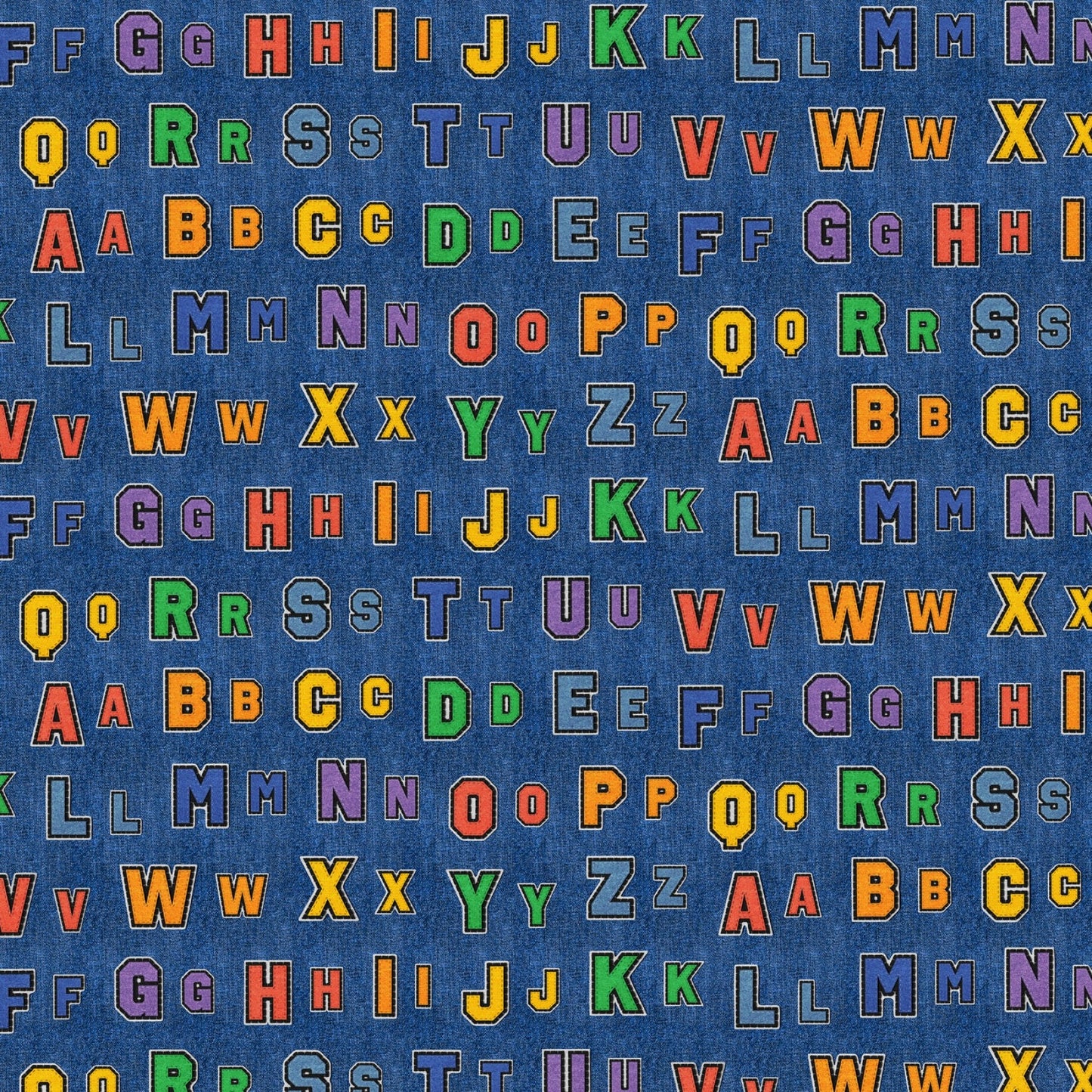 Tela de Algodón con Filas de Letras Perfectas Blue Patch - 43"/44" por Yarda