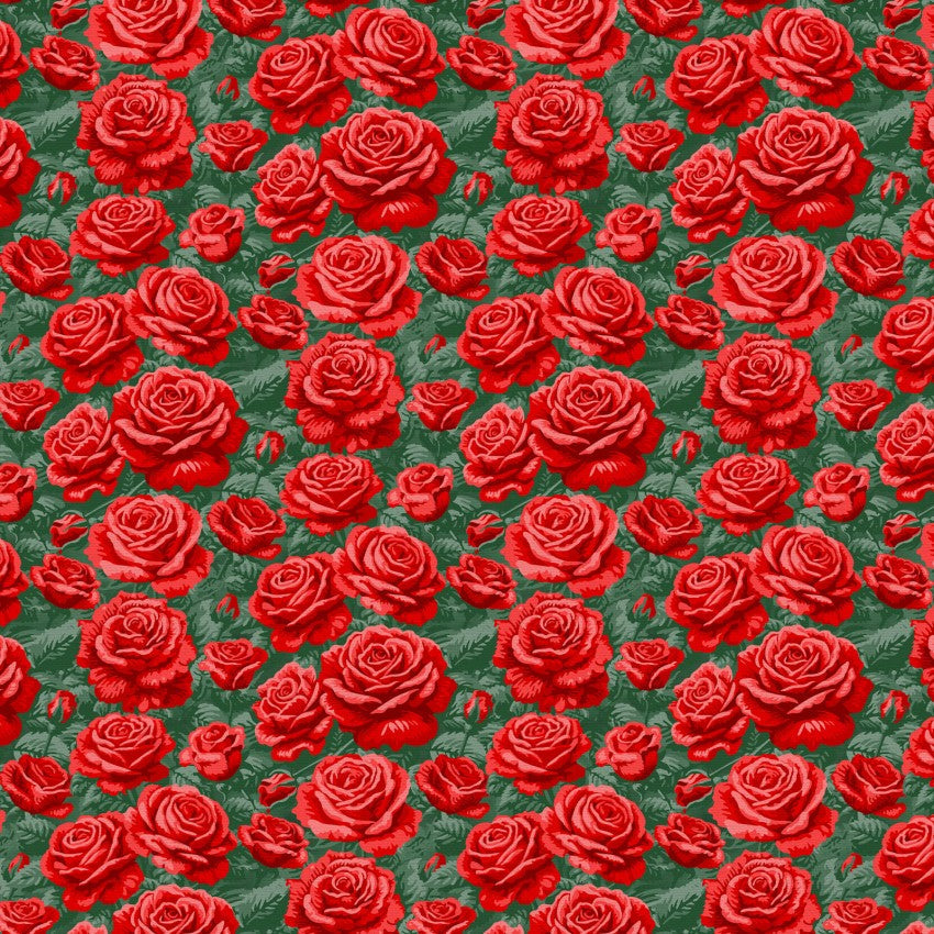 Tissu Large en Coton à Roses Rouges - 118" par Yard