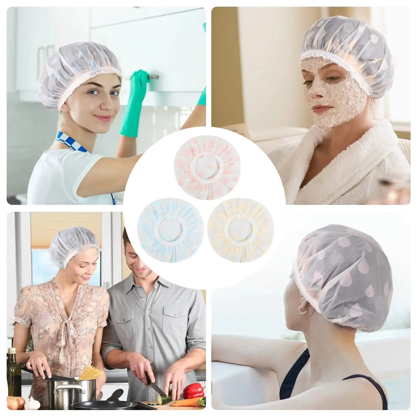 Bonnet de Douche Imperméable Premium - Pack de 3 pour Spa et Salon