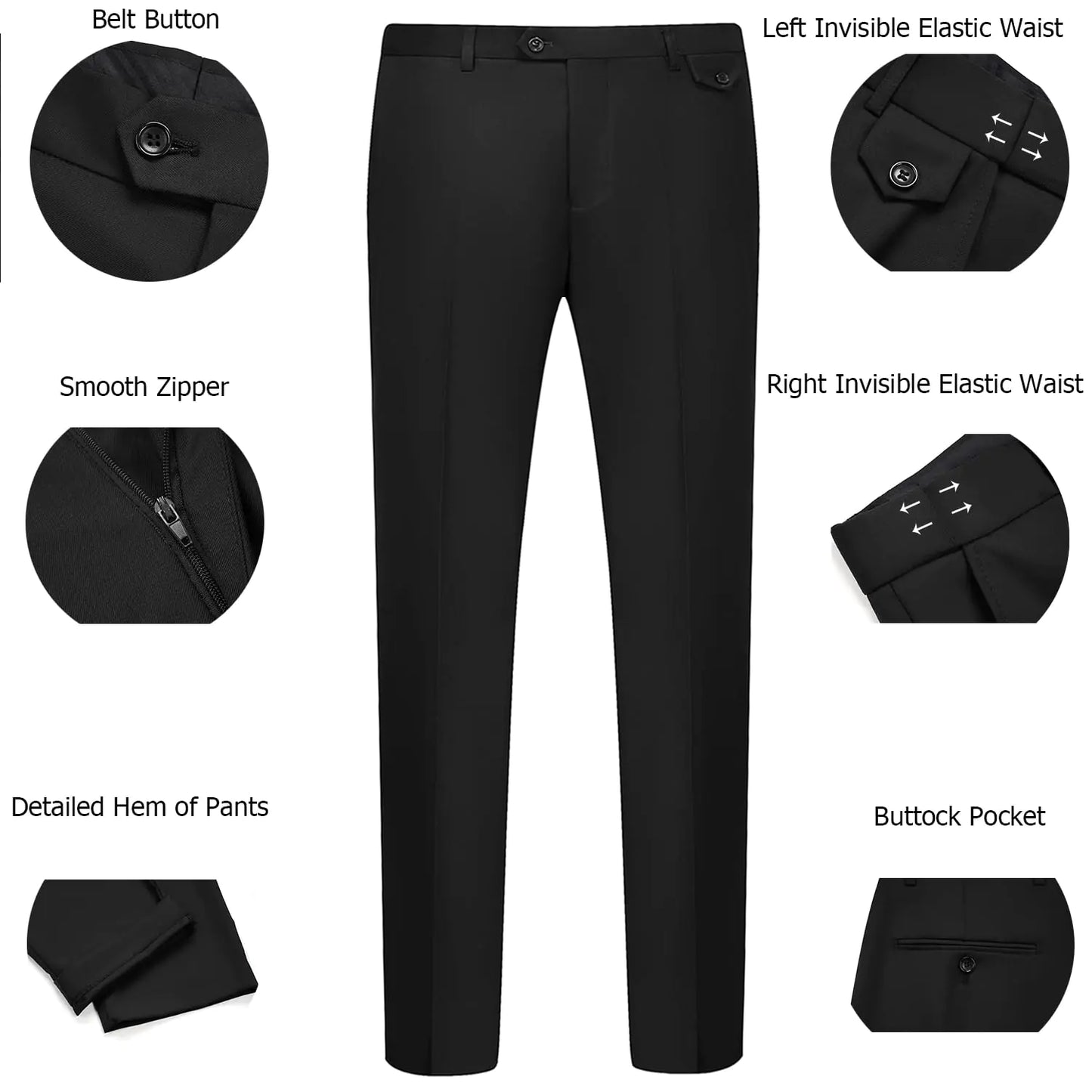 Ensemble de costume ajusté 3 pièces WULFUL pour homme - Noir