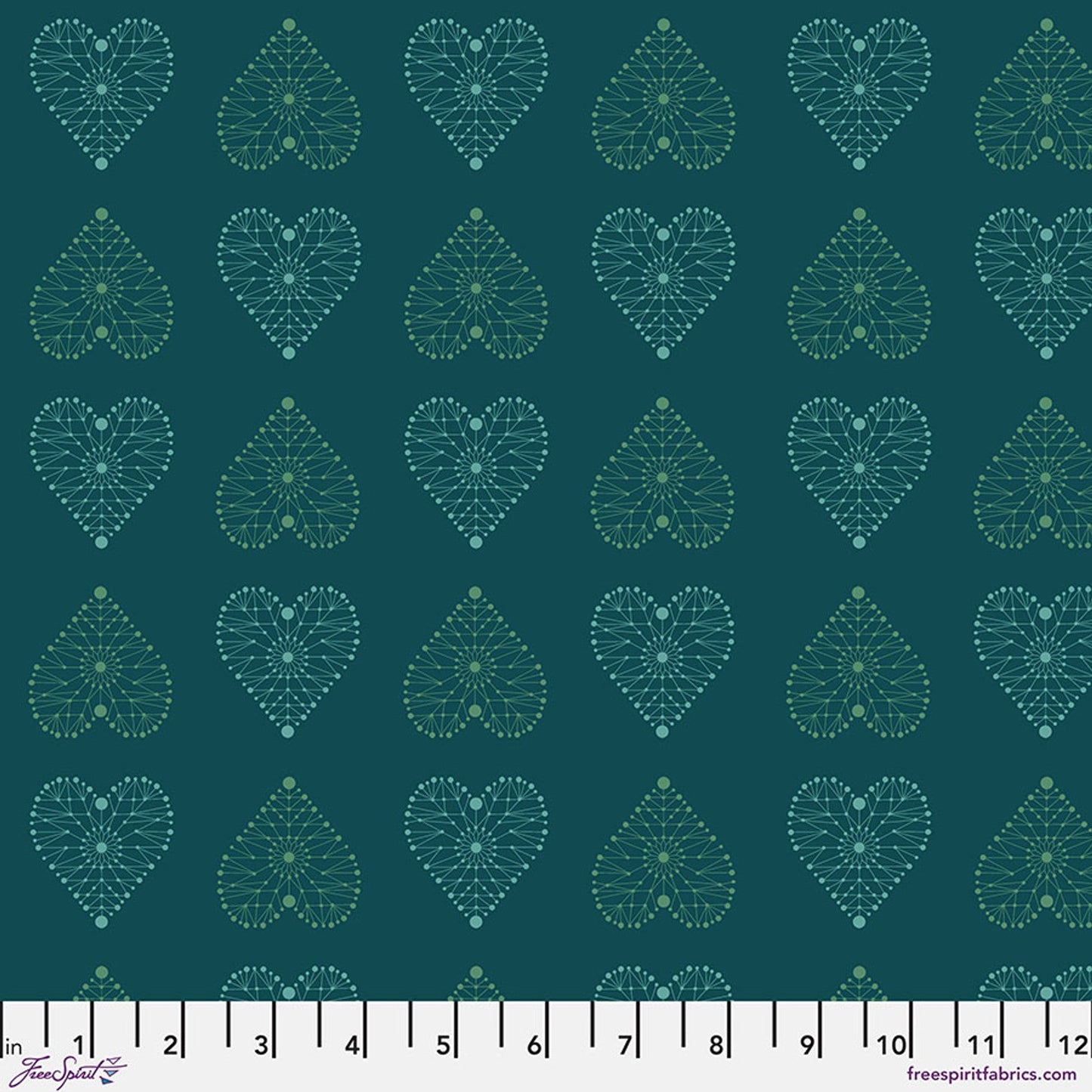 Enrapture by Giucy Giuce Amour - Turquoise Cotton Fabric Per Yard