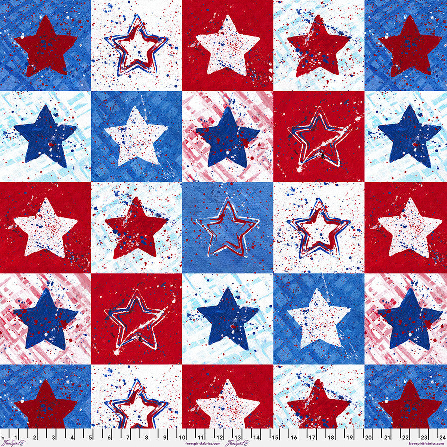 Estrellas de Serenidad - Tela de Algodón Americana Patriótica por Yarda