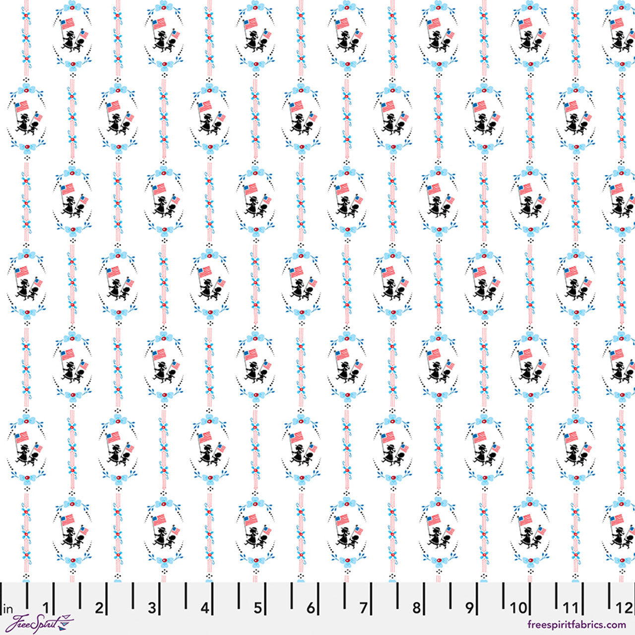 White Children March On America's Birthday Cotton Fabric - 44"/45" Per Yard