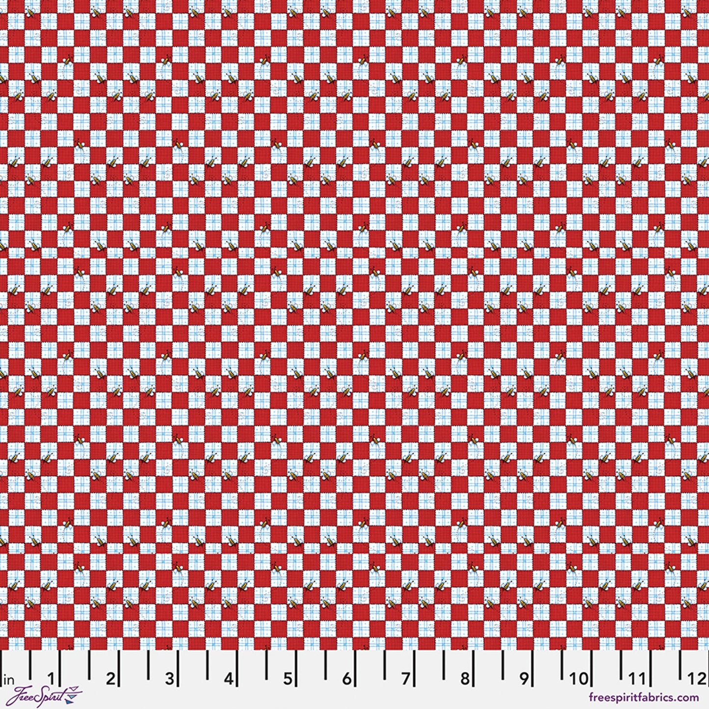 Tissu en coton Abeilles rouges au pique-nique - 44"/45" par yard