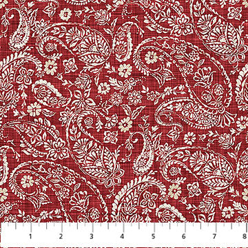 Tissu en coton ferme paisley rouge - 44"/45" par yard