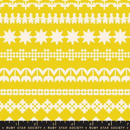 Tela de Algodón de Rayas Amarillo Estrella Paper Cuts 2