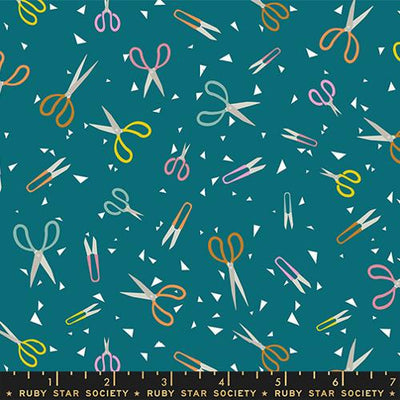 Tela de algodón turquesa Paper Cuts 2 Storytime - 43"/44" por yarda
