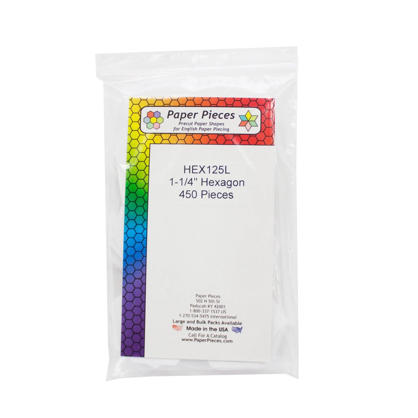 Premium Paper Piece Hexagon Pack - 1.25in, 450 Pieces