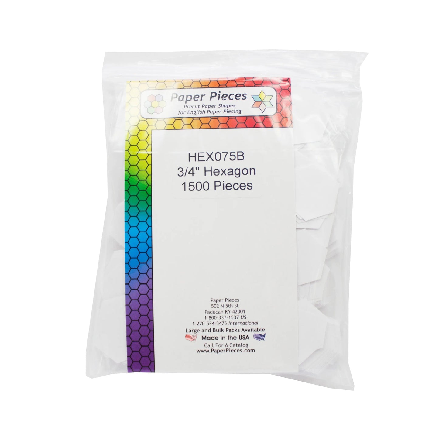 Premium Paper Piece Hexagon Pack - 3/4in, 1500 Pieces