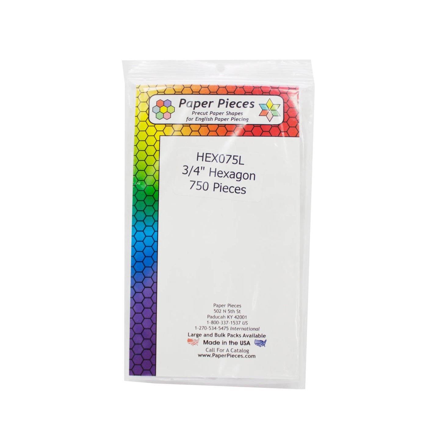 Premium Paper Piece Hexagon Pack - 3/4in, 750 Pieces