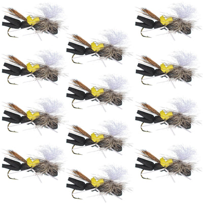 Chernobyl Ant Black & Yellow Foam Flies - 1 Dozen Size 10 - Korvel