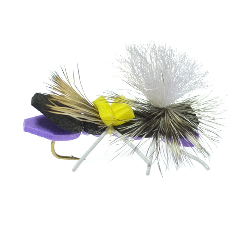 Chernobyl Ant Purple Foam Grasshopper Flies - 6 Pack, Size 10 - Korvel