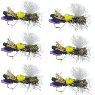 Chernobyl Ant Purple Foam Grasshopper Flies - 6 Pack, Size 10 - Korvel