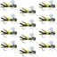 Chernobyl Ant Black Tan Foam Grasshopper Flies - 12 Pack, Size 10 - Korvel