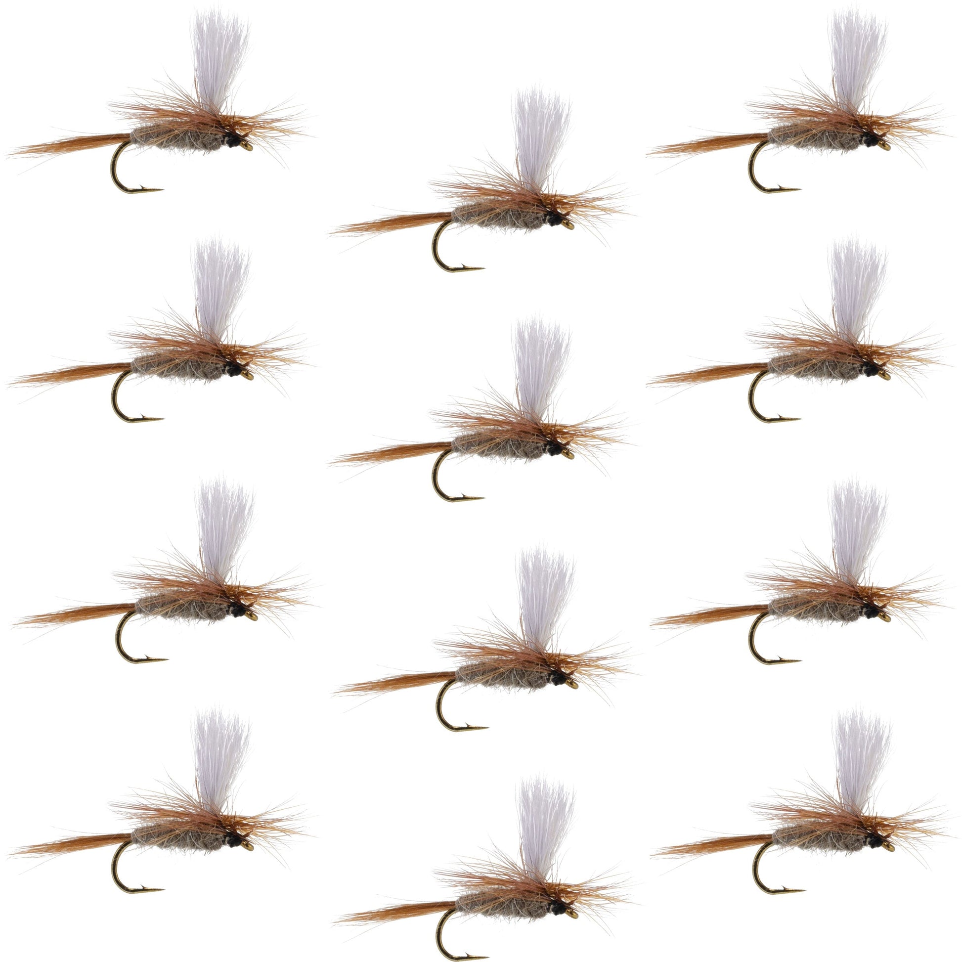Hares Ear Parachute Classic Dry Fly - 12 Flies Hook Size 12 - Korvel