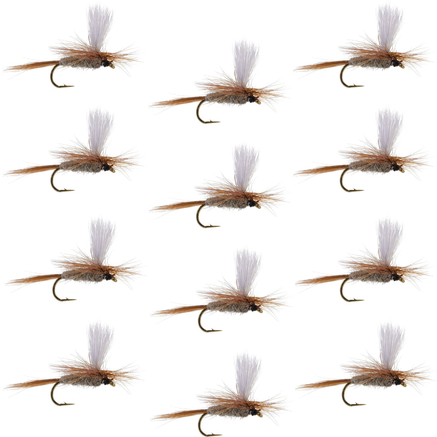 Hares Ear Parachute Classic Dry Fly - 12 Flies Hook Size 18 - Korvel