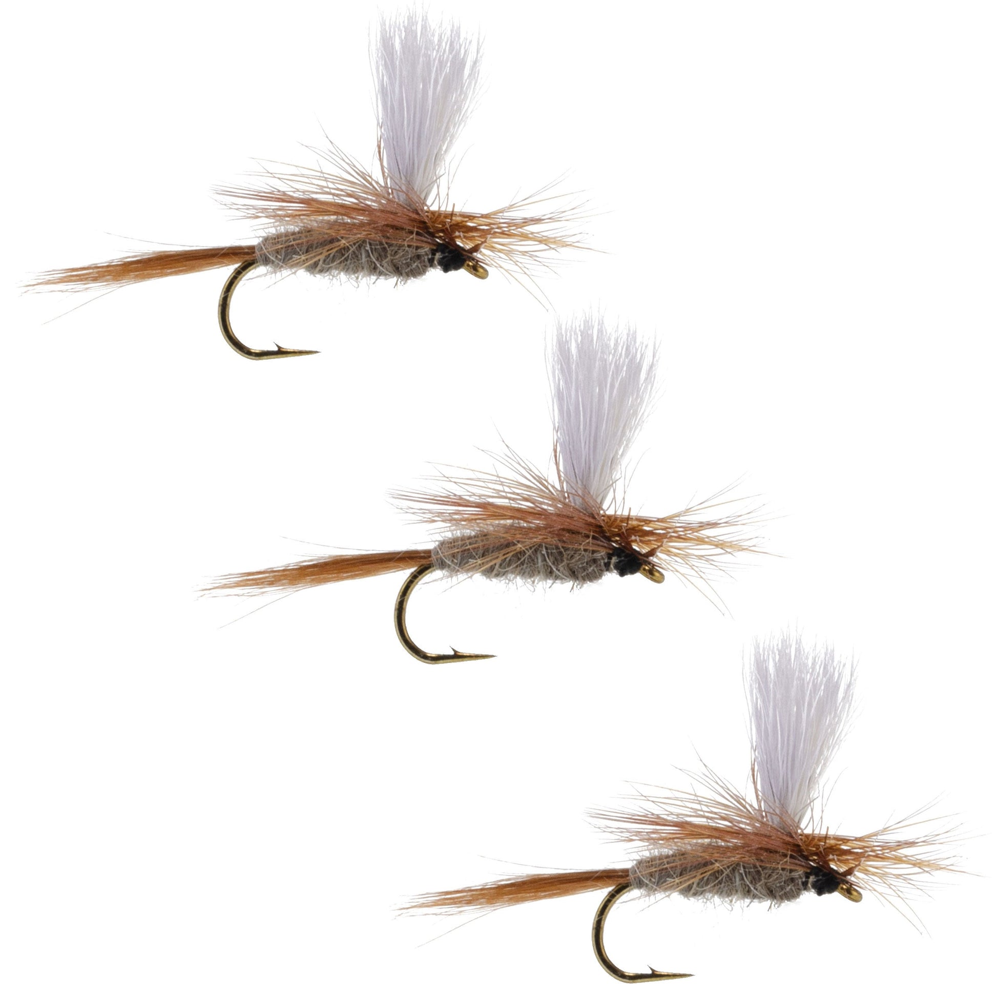 3 Pack Hares Ear Parachute Classic Dry Fly - Hook Size 14 - Korvel
