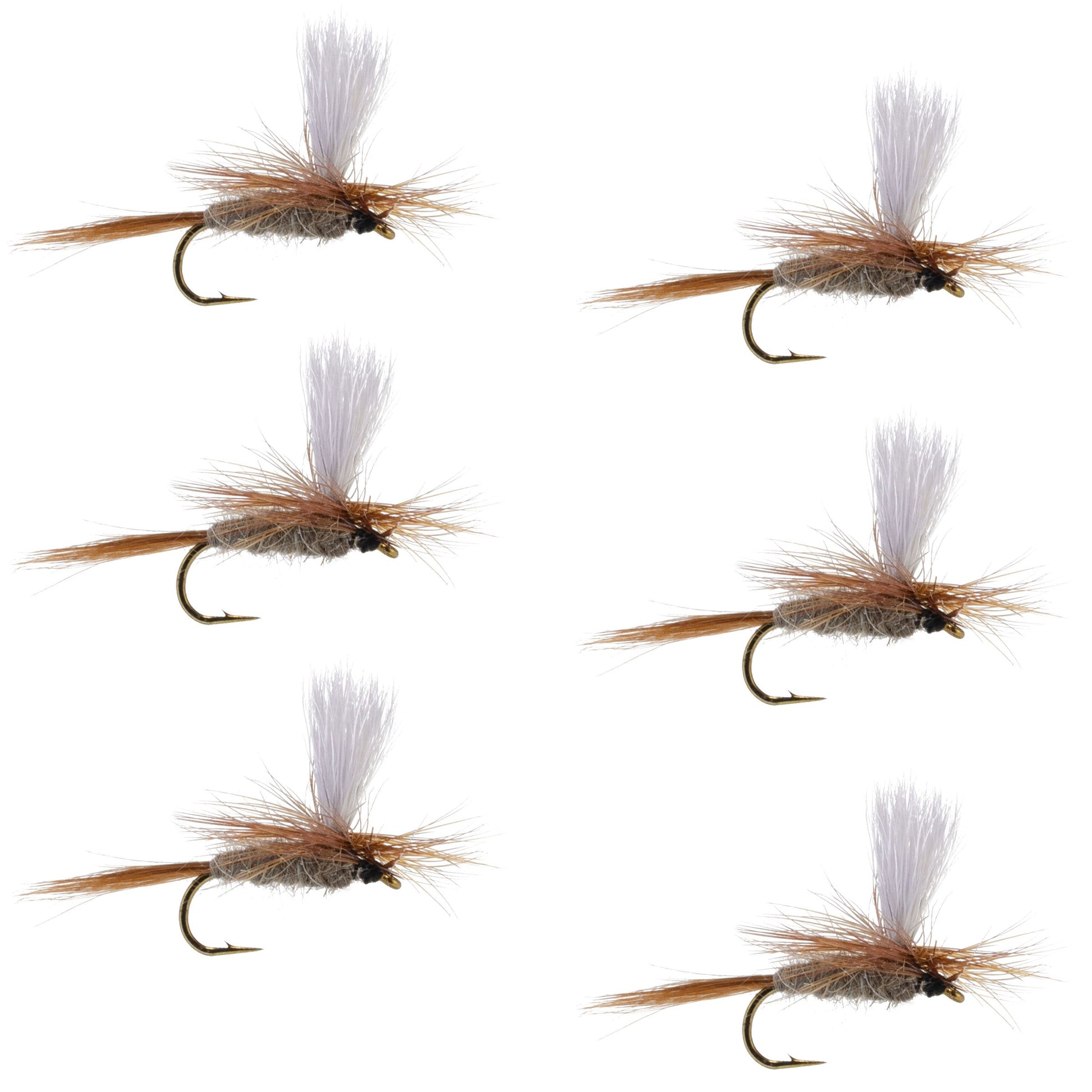 Hare's Ear Parachute Dry Fly Set - 6 Size 12 Flies - Korvel