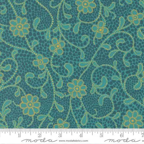 Tissu en coton teal Good Vibes Only Parlor - 44"/45" par yard