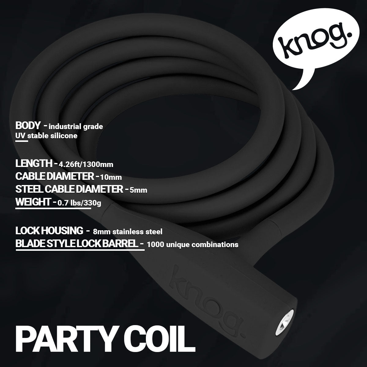 Knog Party Coil Cable Lock - Premium Bicycle Security