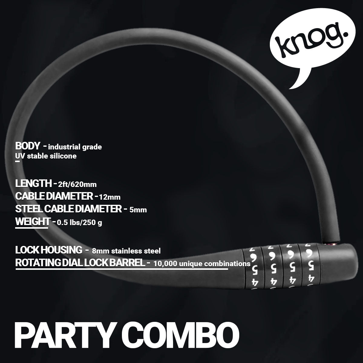 Knog Party Combo Cable Lock - Premium Security for Cyclists