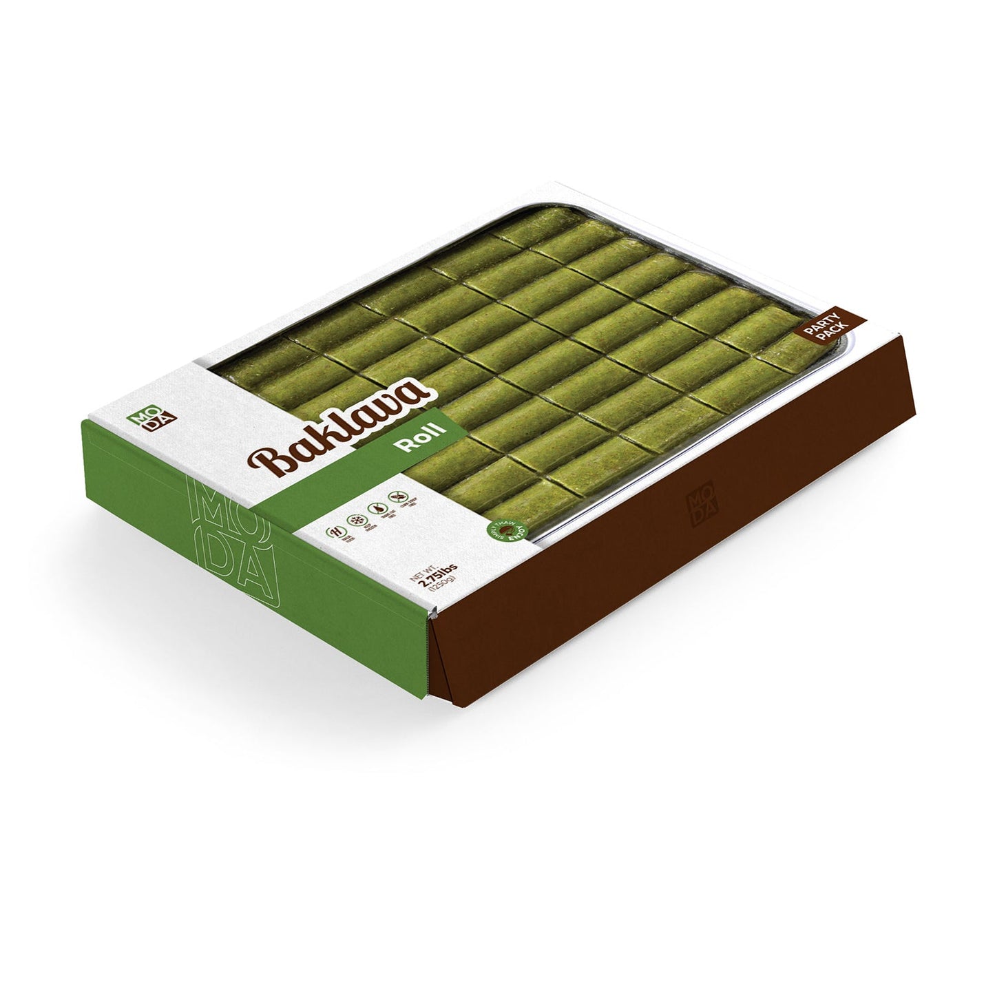 Moda Baklava – Rollo de pistacho, paquete para fiestas, 48 ​​piezas, 1250 g