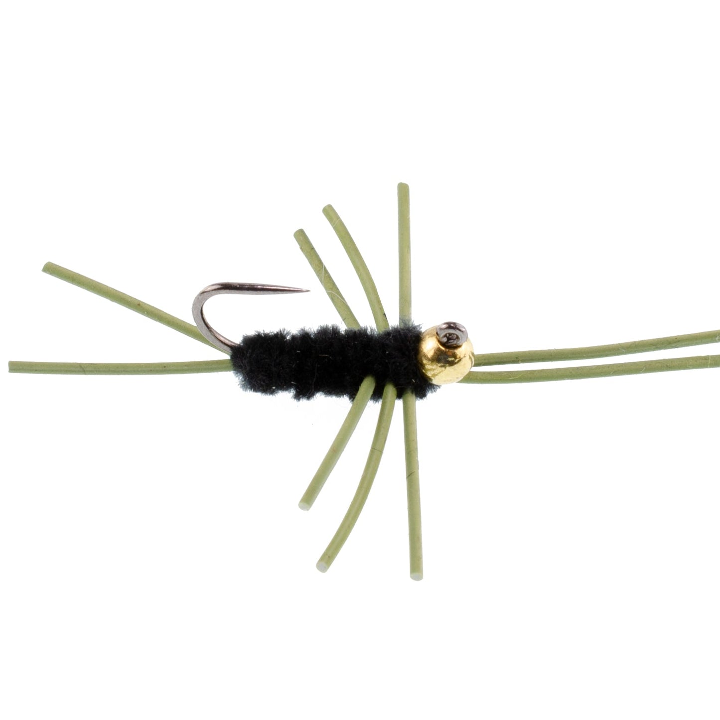 Premium Barbless Pat's Rubber Legs Tungsten Bead Jigged Black Euro Nymph - 12 Pack Size 10 - Korvel