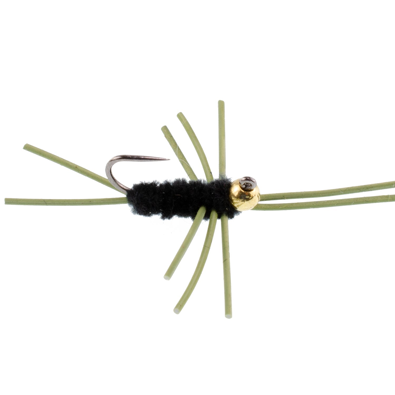 Premium Barbless Pat's Rubber Legs Tungsten Bead Jigged Black Euro Nymph - 12 Pack Size 10 - Korvel