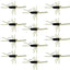 Premium Barbless Pat's Rubber Legs Tungsten Bead Jigged Black Euro Nymph - 12 Pack Size 10 - Korvel