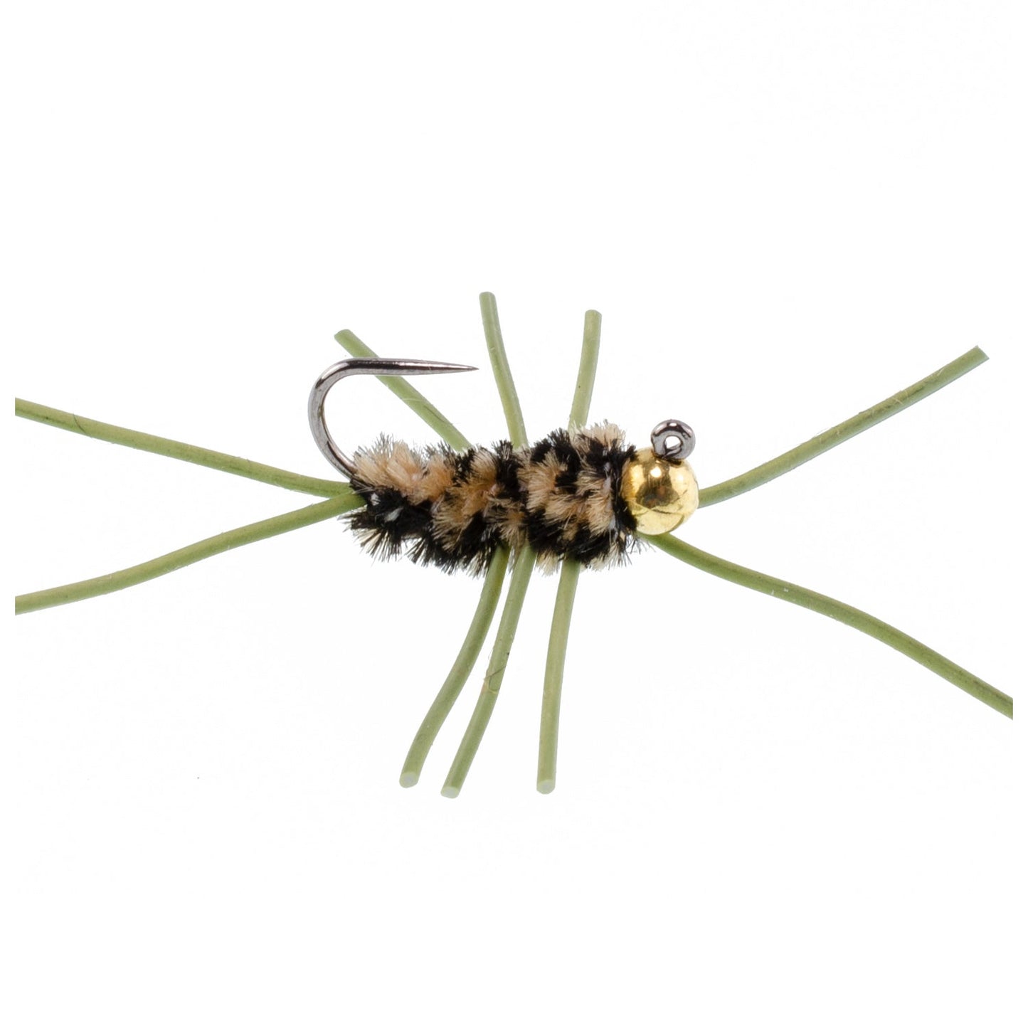Premium Tungsten Bead Barbless Pat's Rubber Legs Nymphs - Coffee/Black - 12 Pack Size 10 - Korvel