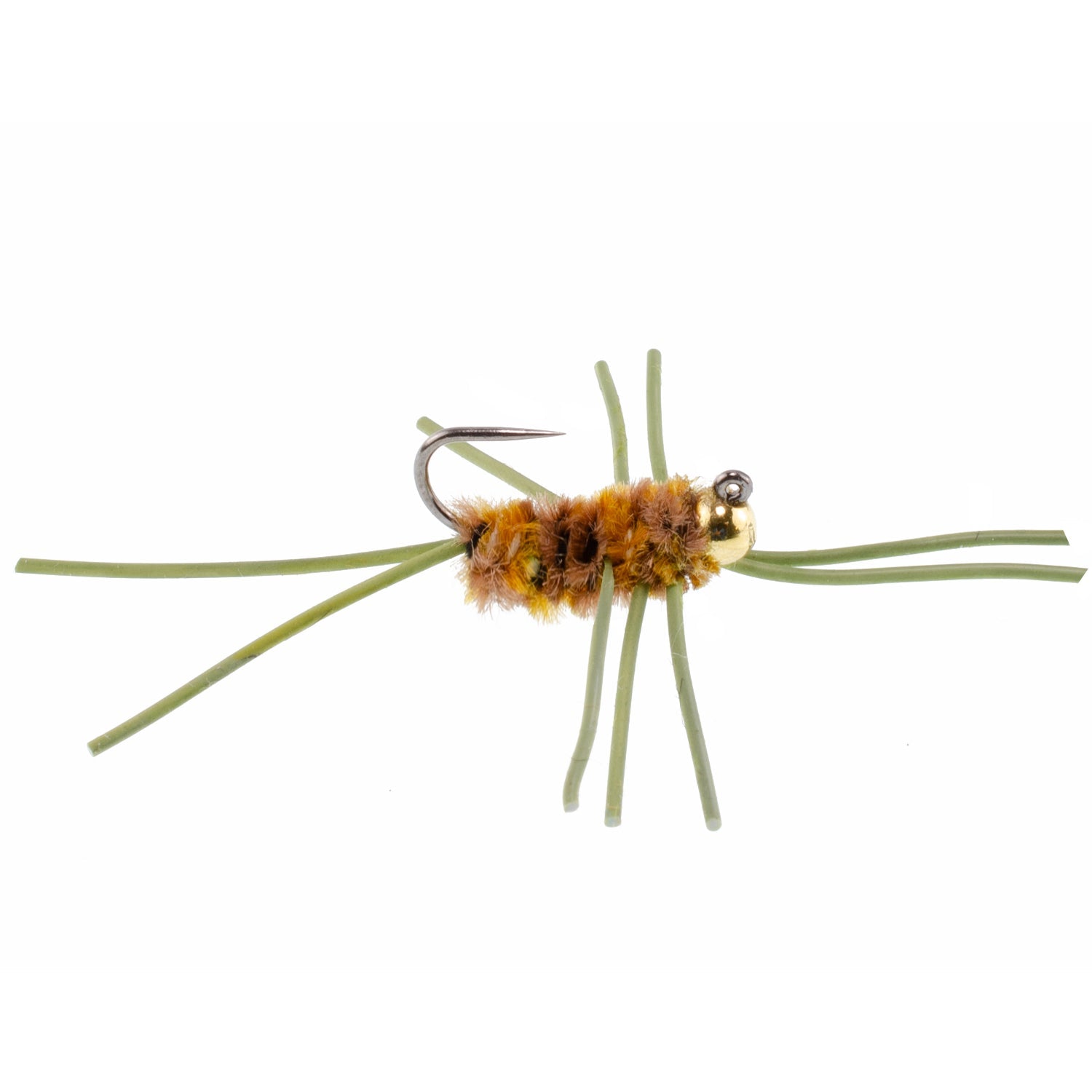 Premium Tungsten Bead Barbless Pat's Rubber Legs Nymphs - Coffee/Tan - Set of 6 Size 10 Flies - Korvel