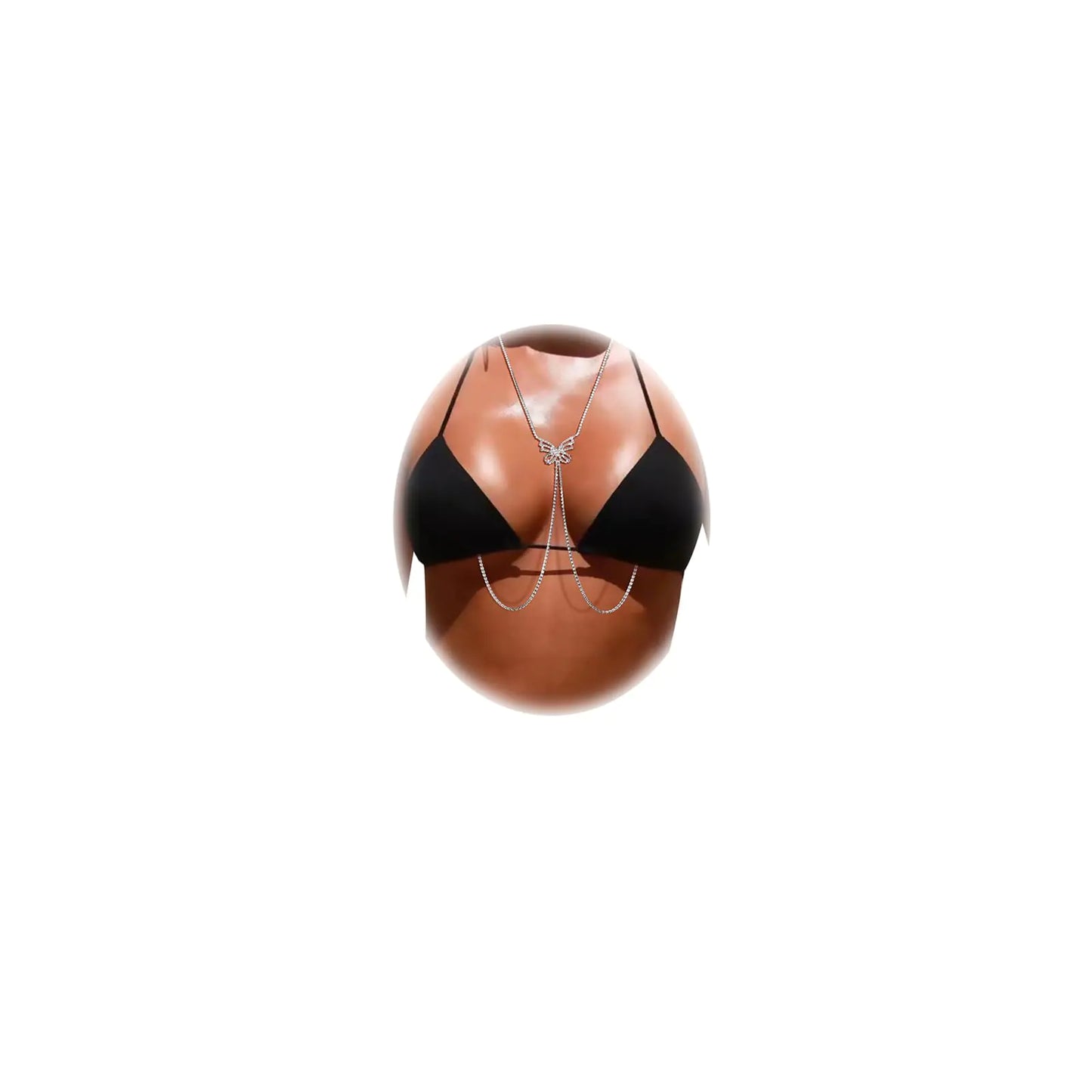 Collier de corps en chaîne papillon en strass pour femmes