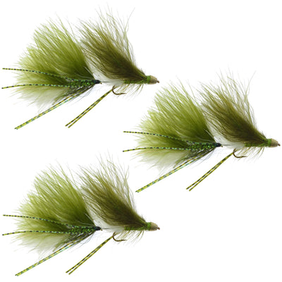 Articulated Circus Peanut Envy Streamers - Olive/White - Size 6 - Set of 3 - Korvel