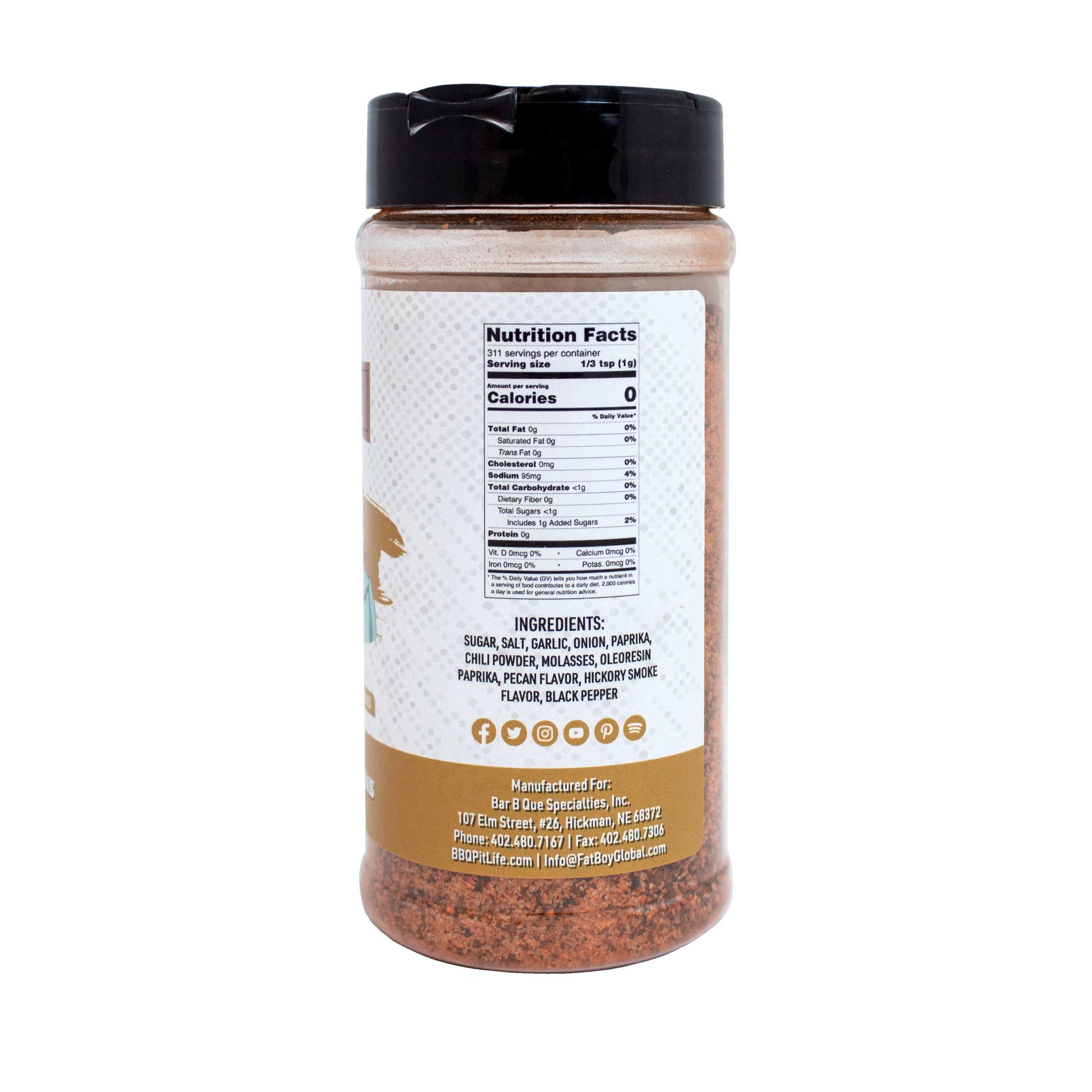 Pecan Natural Gluten Free BBQ Rub 11 oz - Korvel