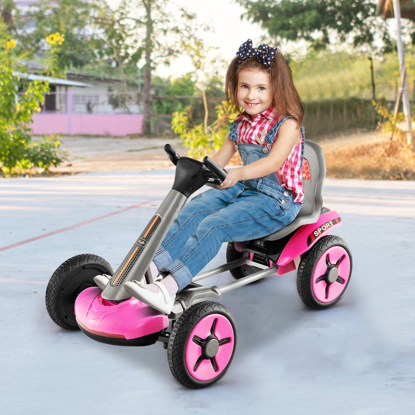 Coche de Juguete de 4 Ruedas a Pedales - Dirección y Asiento Ajustables - Rosa
