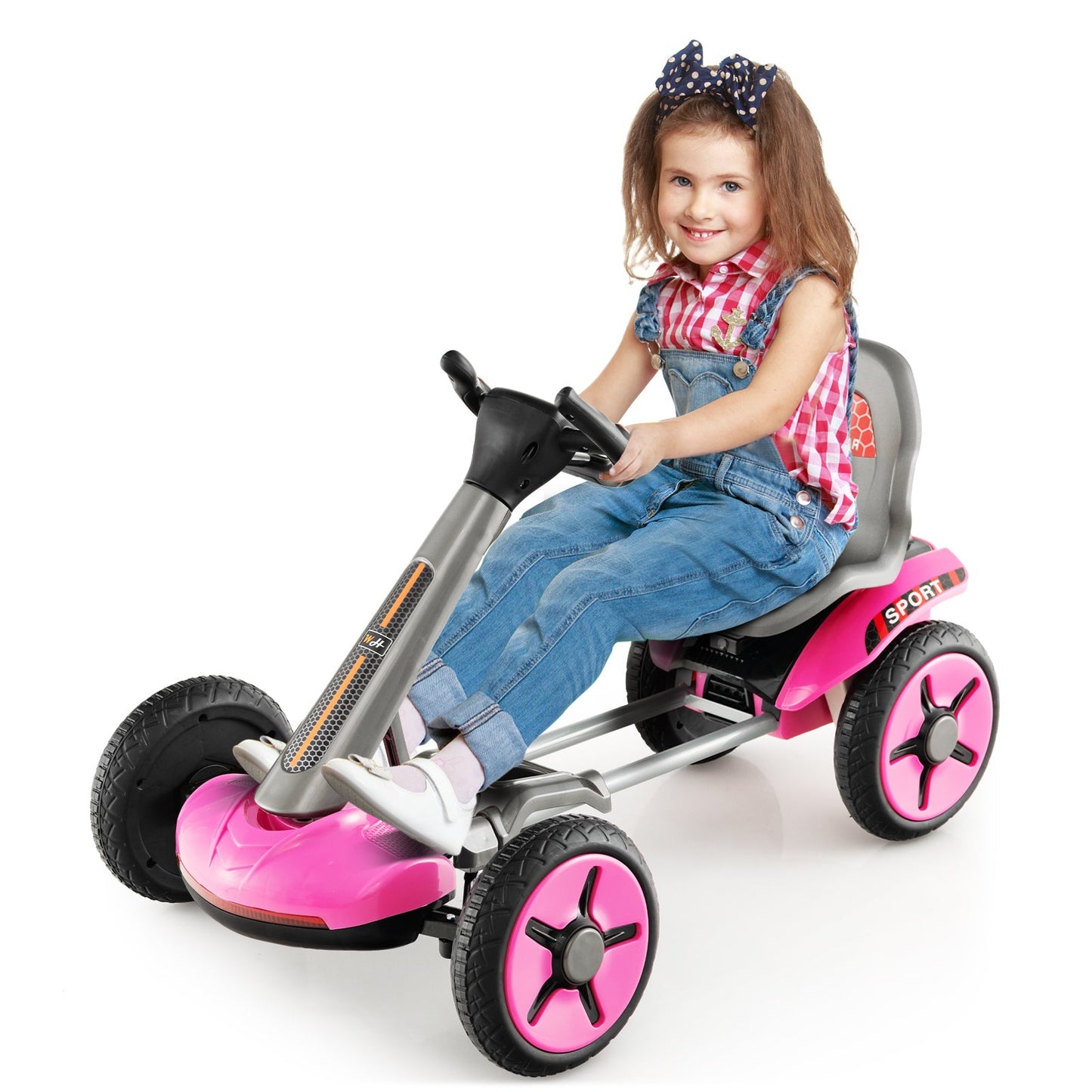 Coche de Juguete de 4 Ruedas a Pedales - Dirección y Asiento Ajustables - Rosa