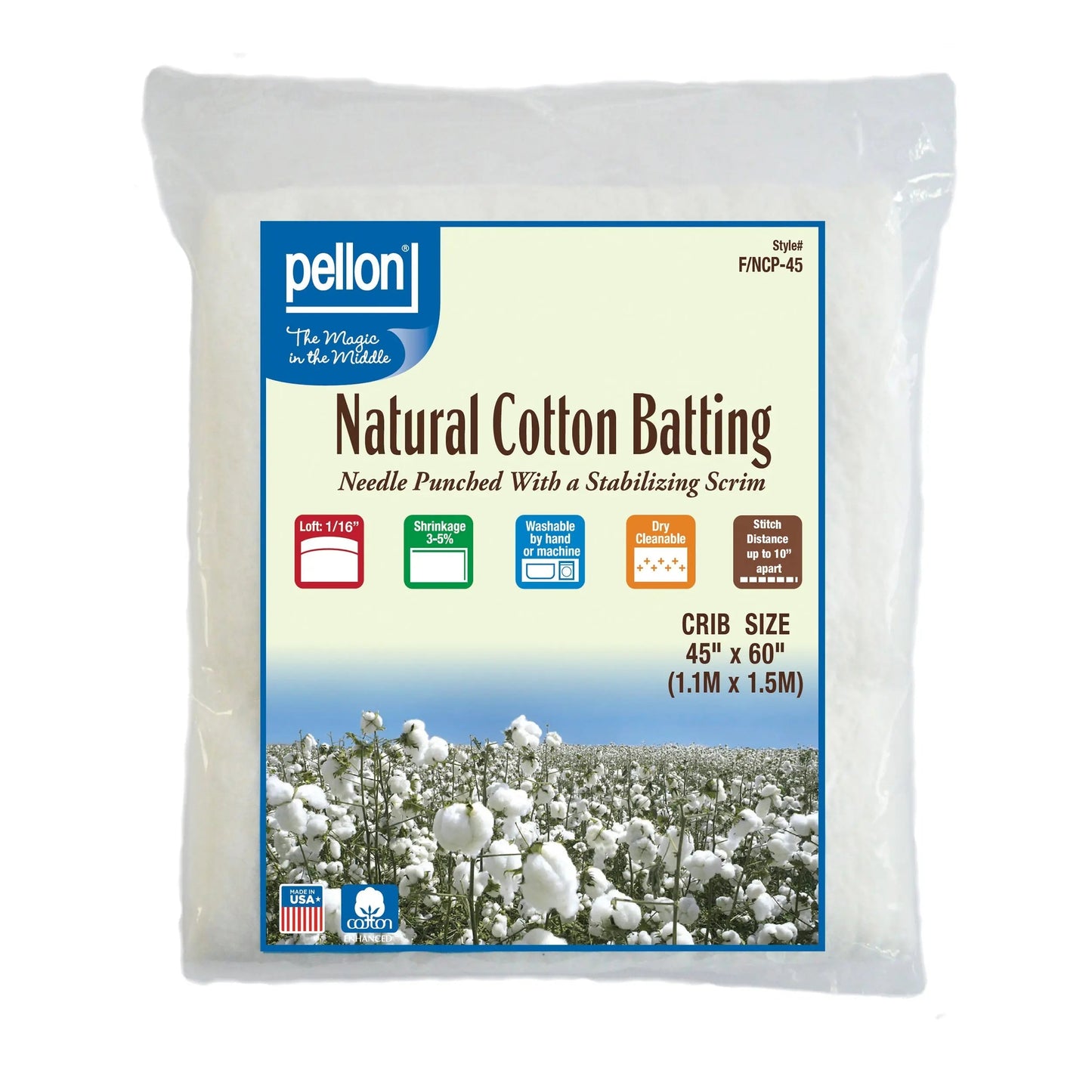 Batting en coton naturel Pellon® avec scrim - Taille berceau 45" x 60"