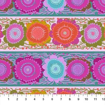 Perennial Borders Line Dance Cotton Fabric - Bouquet AMT135-82V