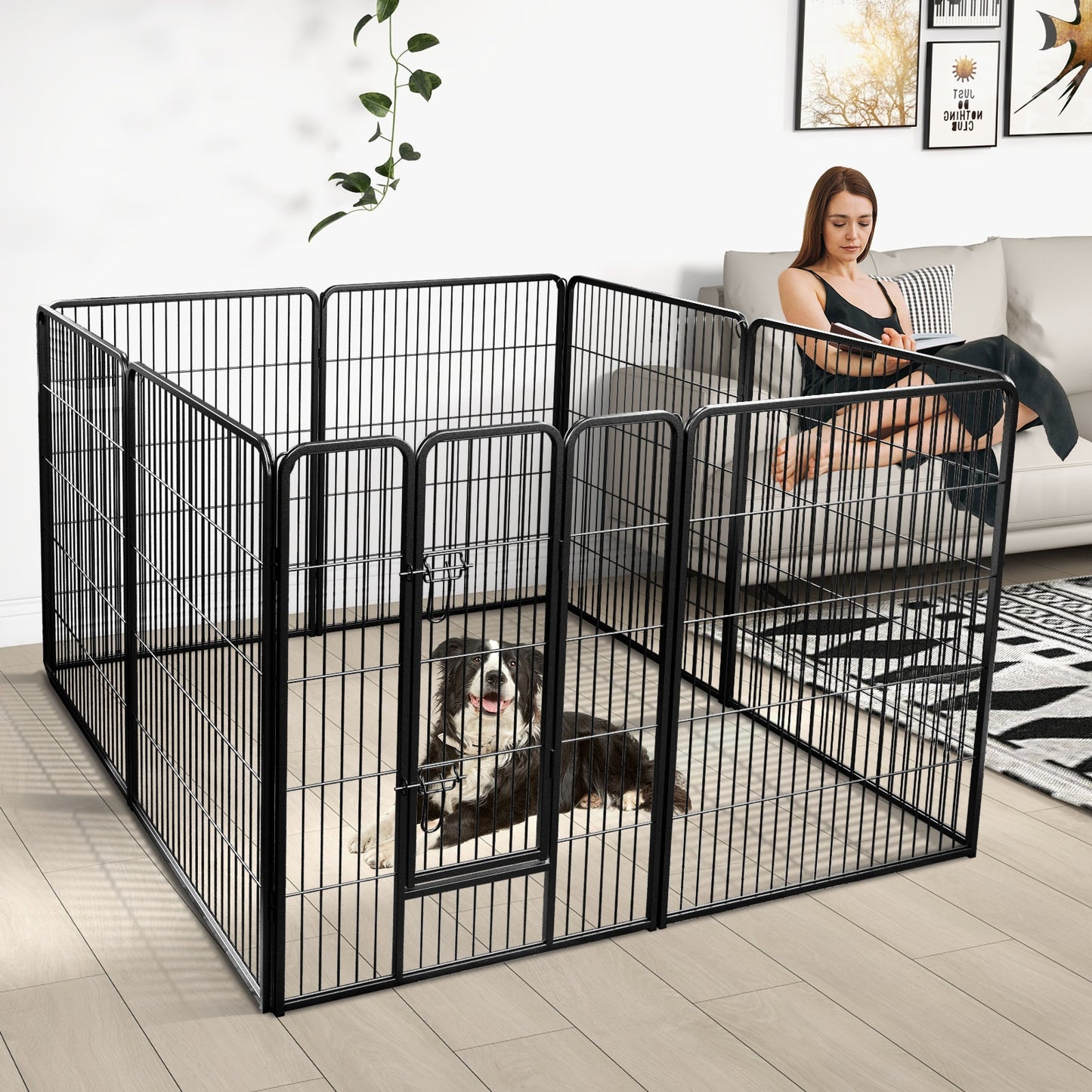 Clôture pour animaux de compagnie à 8 panneaux de 40 pouces de hauteur pour une utilisation intérieu