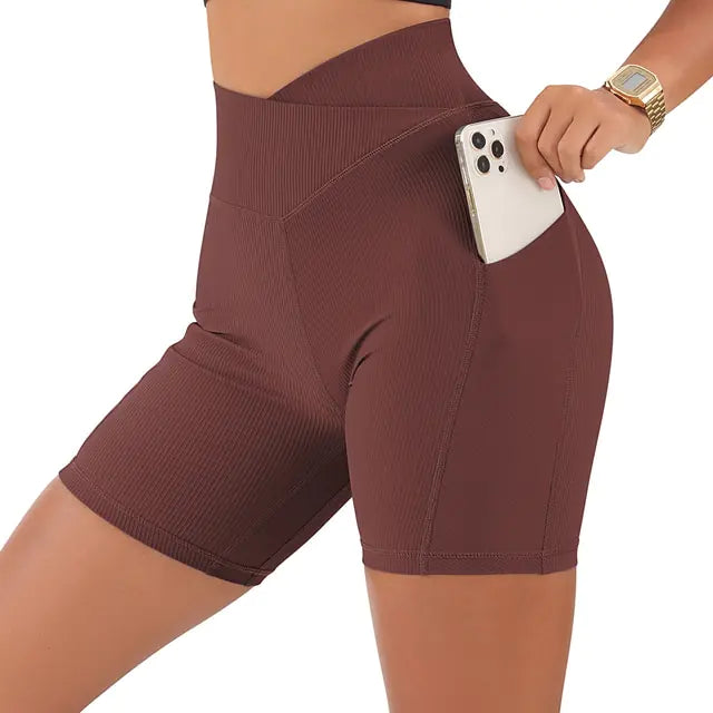 Shorts de Yoga Sin Costuras de Cintura Alta para Mujeres