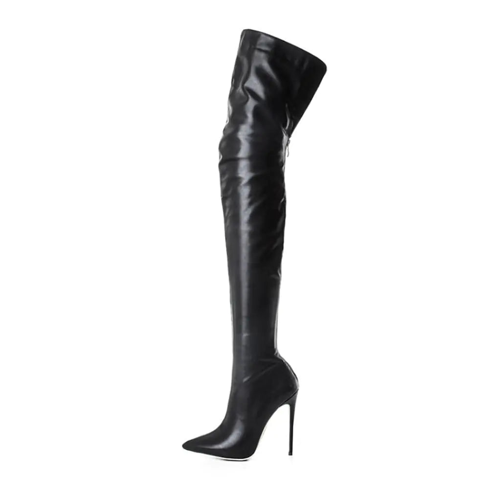 Bottes hautes YING LAN au-dessus du genou pour femmes - Cuir synthétique noir