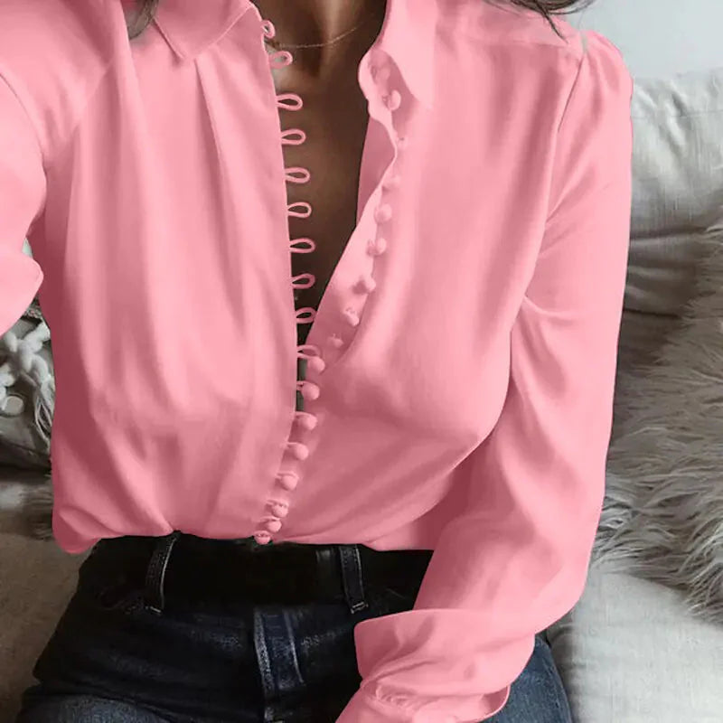 Blusa Casual Chic para Mujeres con Elegante Detalle de Botón