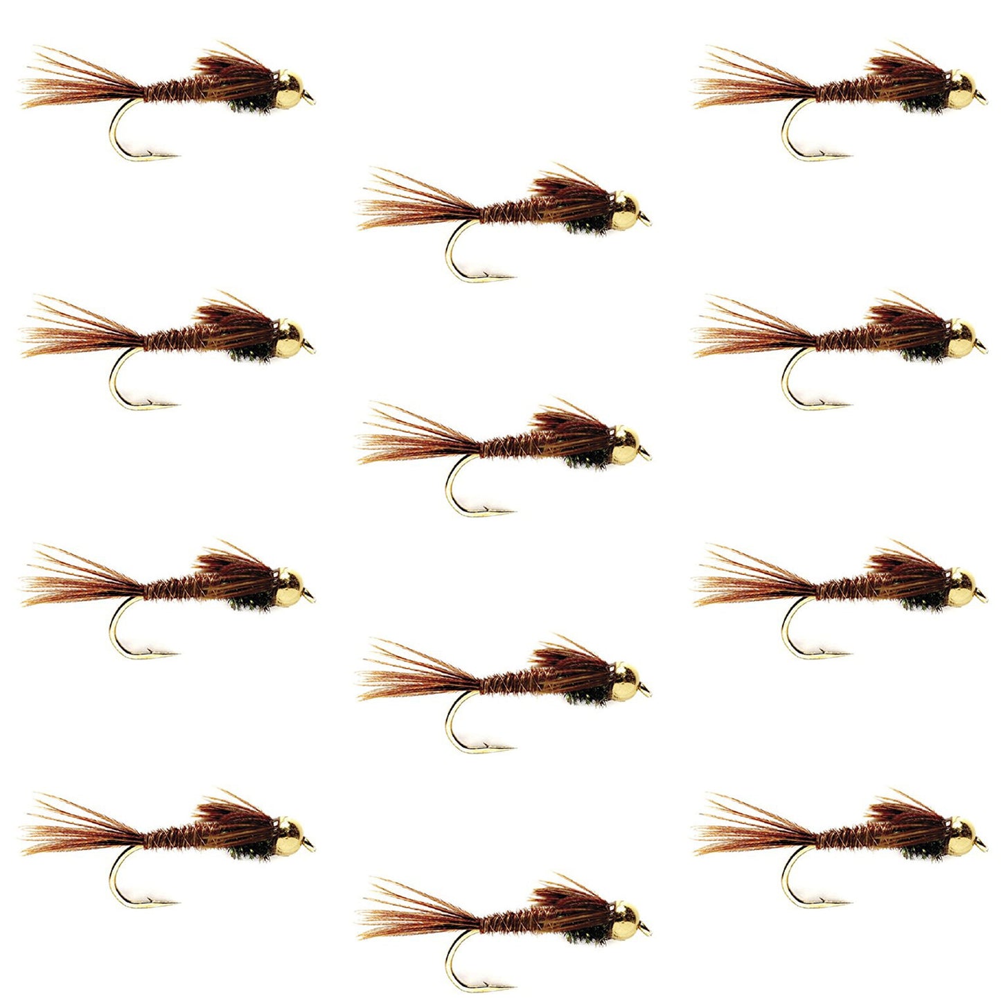 Premium Bead Head Pheasant Tail Nymphs - 12 Pack Size 10 for Fly Fishing - Korvel